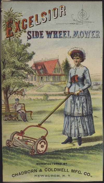 Kvinne som klipper gresset (chromolitho) av American School