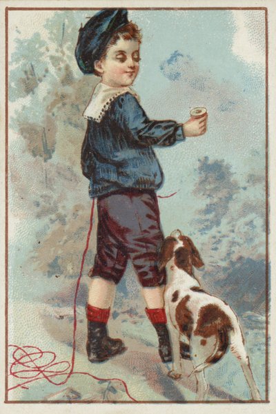 Ung gutt med hund av American School