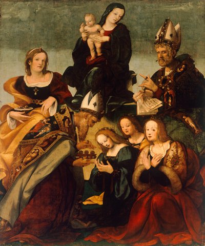 Madonna med barnet og de hellige Gregor den store (maleri) av Amico Aspertini