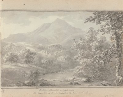 Utsikt i England, Skottland og Wales: Mellom Llanrwst og Capel Cerrig er fjellet Moel Shiabod, elven er Lligwy av Amos Green