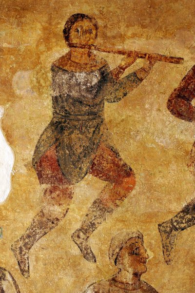 Musikere og akrobater detaljer av Ancient Russian frescos