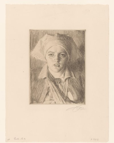 Portrett av van Gulli Gull II av Anders Leonard Zorn (signed by artist)