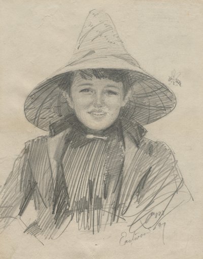 Ada Lymon Woman in a Large Hat, 1887. av Anders Leonard Zorn