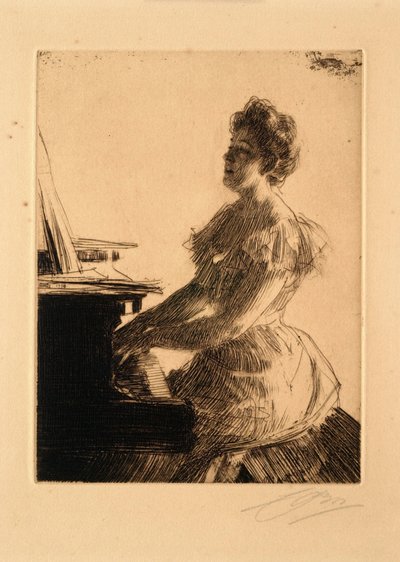 Ved pianoet (frøken Anna Burnett) av Anders Leonard Zorn