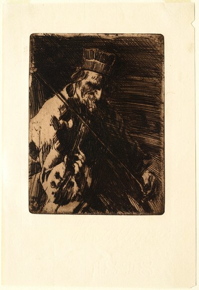 Landsbyfiolinist av Anders Leonard Zorn