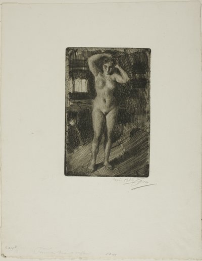 Anna gjør håret sitt av Anders Leonard Zorn