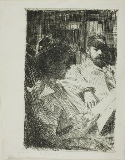 Reading (Mr. og Mrs. Ch. Deering) av Anders Leonard Zorn
