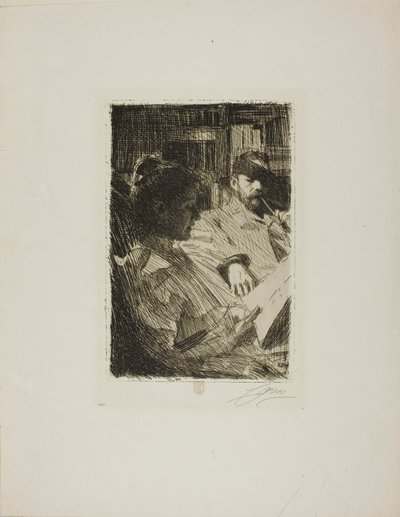 Reading (Mr. og Mrs. Ch. Deering) av Anders Zorn