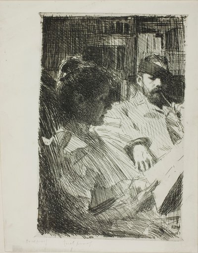 Reading (Mr. og Mrs. Ch. Deering) av Anders Zorn