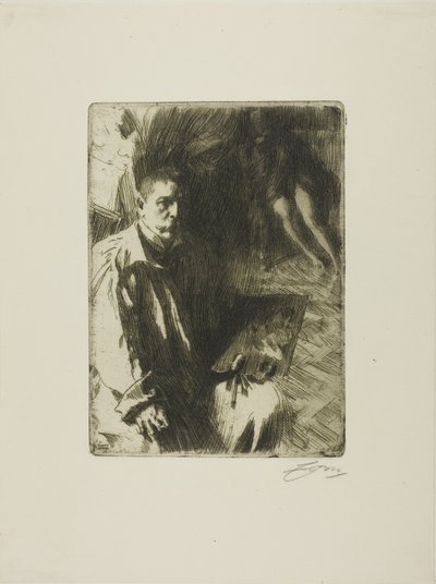Selvportrett med Model II av Anders Leonard Zorn