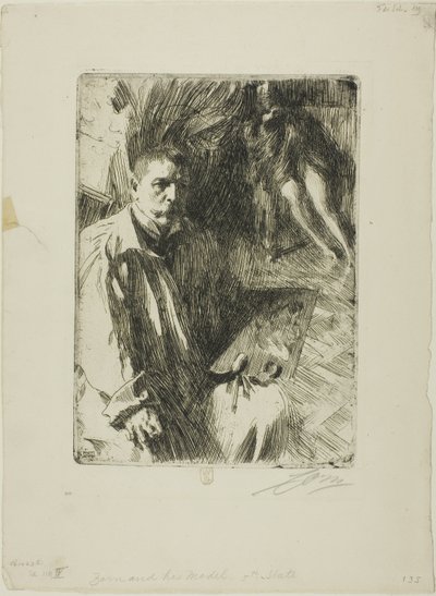 Selvportrett med Model II av Anders Leonard Zorn