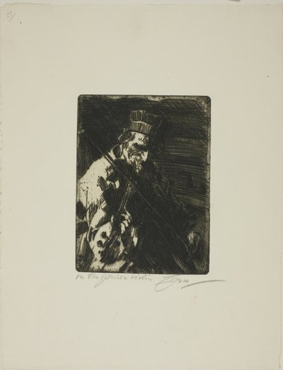 Landsbyfiolinist av Anders Leonard Zorn
