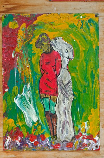 KVINNE I RØD SKJORTE av Ando Gilardi