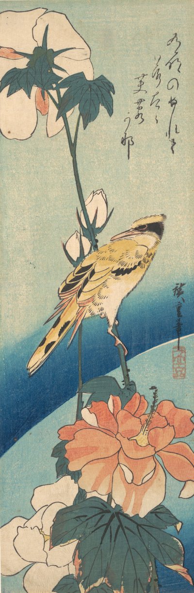 A Black-Naped Oriole on a Stem of Rose Mallow, ca. 1834., ca. 1834.    1186059   no       norwegian Successfully Translated  Original: Eftermiddag i april Translat: Eftermiddag i april 1232361 no norwegian Successfully Translated Original: Reynard the Fox: av Ando Hiroshige