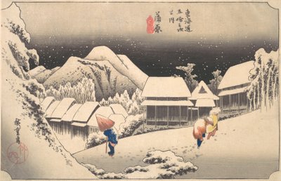 En snørik kveld på Kambara stasjon, ca. 1833-34., ca. 1833-34. av Ando Hiroshige