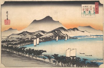 Klarvær ved Awazu, ca. 1832., ca. 1832. av Ando Hiroshige
