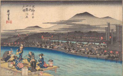 Avkjøling om kvelden ved Shijogawara, ca. 1834., ca. 1834. av Ando Hiroshige