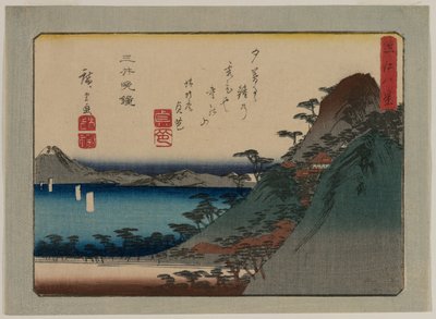 Evening Bell at Mii Temple fra serien Eight Views of Omi Province, sent på 1830-tallet eller tidlig på 1840-tallet. av Ando Hiroshige