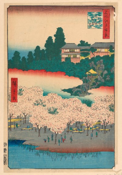 Blomsterpaviljongen, Dango Hill, Sendagi (Sendagi, Dango-zaka Hana-yashiki) Fra Series One Hundred Famous utsikt over Edo av Ando Hiroshige