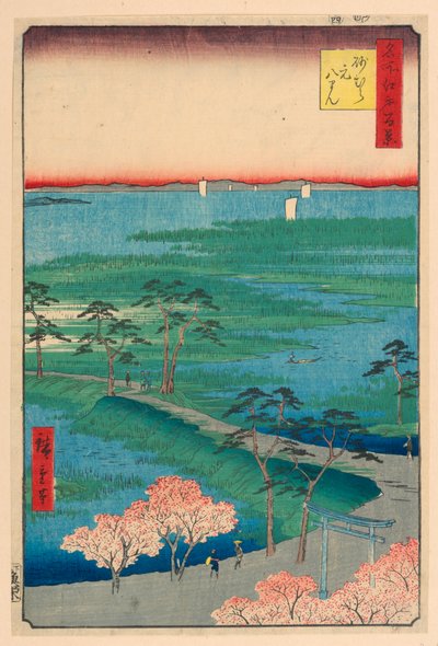 Tidligere Hachiman-helligdom, Sonamura (Sonamura Moto-Hachiman) fra serien hundre kjente utsikter over Edo av Ando Hiroshige