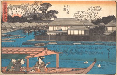 Et kart over Imado-broen? 1840. , mygg. 1840. av Ando Hiroshige