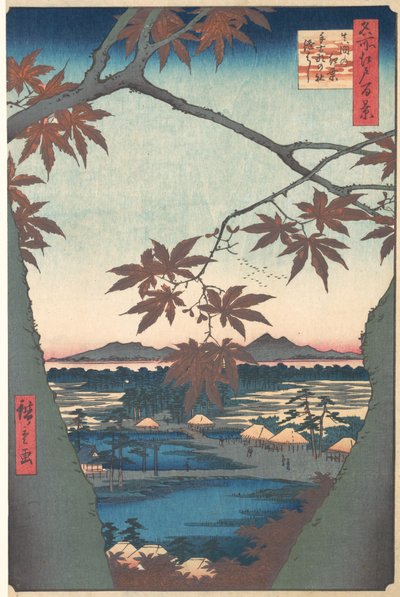 Maples at Mama, fra serien One Hundred Famous Views of Edo, ca. 1857., ca. 1857. av Ando Hiroshige