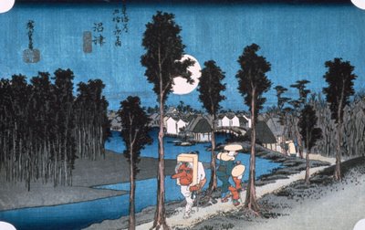 Månen ved Numazu, fra 53 stasjoner i Tokaido, 1832. av Ando Hiroshige