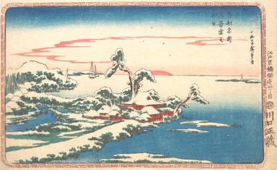 Nyttårs soloppgang etter snø ved Susaki, ca. 1831., ca. 1831. av Ando Hiroshige