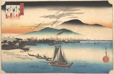 Returnerende gjess ved Katada, 1800-tallet. av Ando Hiroshige
