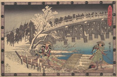 Scene I i akt XI av Chushingura, ca. 1835., ca. 1835. av Ando Hiroshige