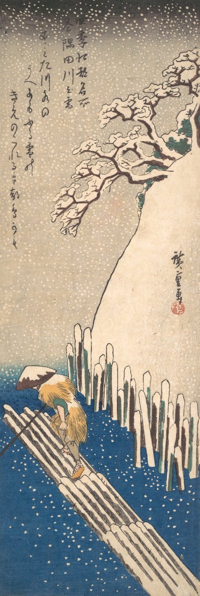 Snø på Sumida-elven, ca. 1835., ca. 1835. av Ando Hiroshige