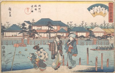 Krysser elven Sumida Shiba Yanagiya? 1835-42. , mygg. 1835-42. av Ando Hiroshige