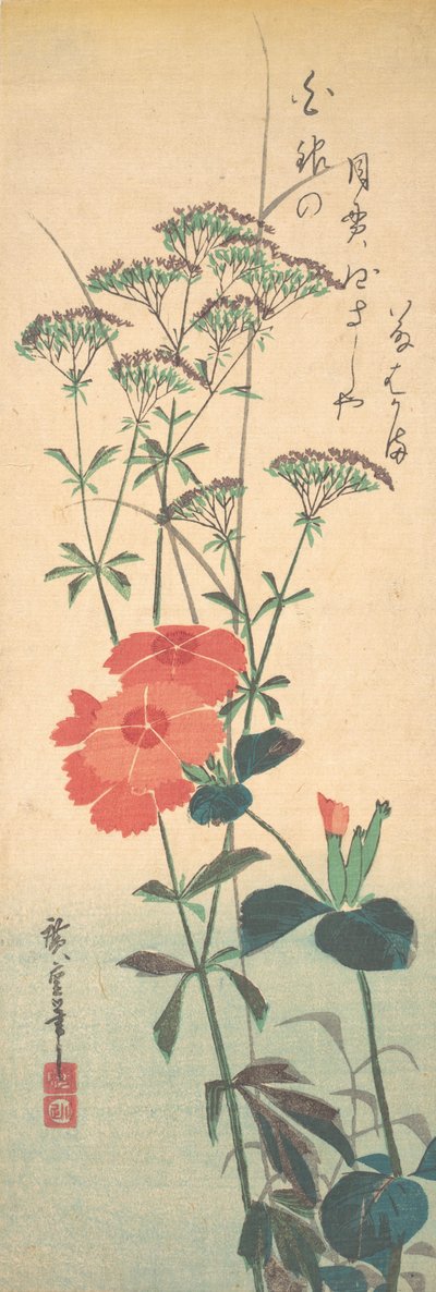Superb Pinks og Chinese Agrimony, ca. 1836., ca. 1836. av Ando Hiroshige