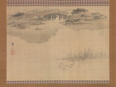 Imado-broen ved foten av Mount Matsuchi, 1800-tallet. av Ando Hiroshige