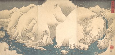 Kiso-fjellene i snø, datert 8. måned av Snak..., datert 8. måned i Snake-året, 1857. av Ando Hiroshige