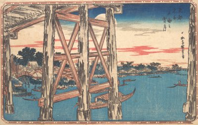Twilight Moon ved Ryogoku Bridge. av Ando Hiroshige