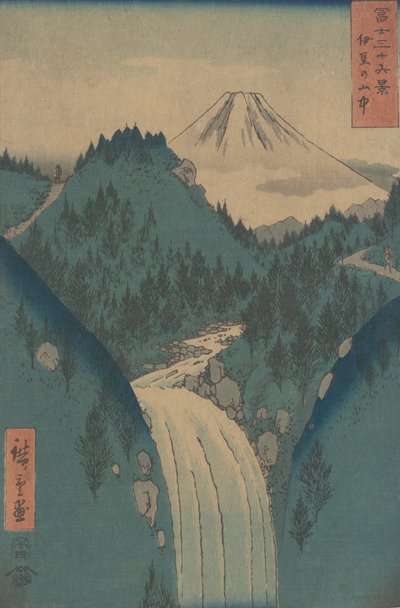 Utsikt over Fuji san fra fjellene i provinsen Izu Izu no Sanchu, fra serien..., 1858. av Ando Hiroshige