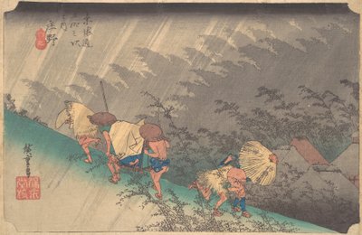 Hvitt regn ved Shono, 1797-1861., 1797-1861. av Ando Hiroshige
