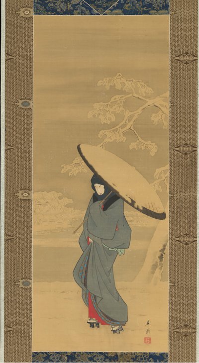 Woman Walking in the Snow, 1840-begynnelsen av 1850-tallet. av Ando Hiroshige
