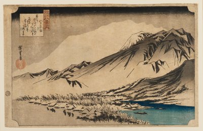 Treblokktrykk - Kveldssnø ved fjellet Hira, 1797-1858 av Ando Hiroshige
