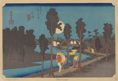 Numazu Station (farget treblokk) av Ando or Utagawa (after) Hiroshige