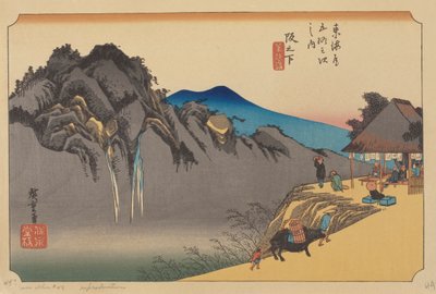 Sakamoshita Station (farget treblokk) av Ando or Utagawa (after) Hiroshige