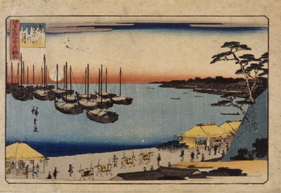 (Seilbåter i havnen) av Ando or Utagawa Hiroshige
