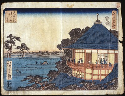 500 Arhats, Sazai Hall (fargetresnitt) av Ando or Utagawa Hiroshige