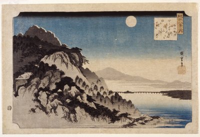 Høstmåne over Ishiyama (farget treblokktrykk) av Ando or Utagawa Hiroshige
