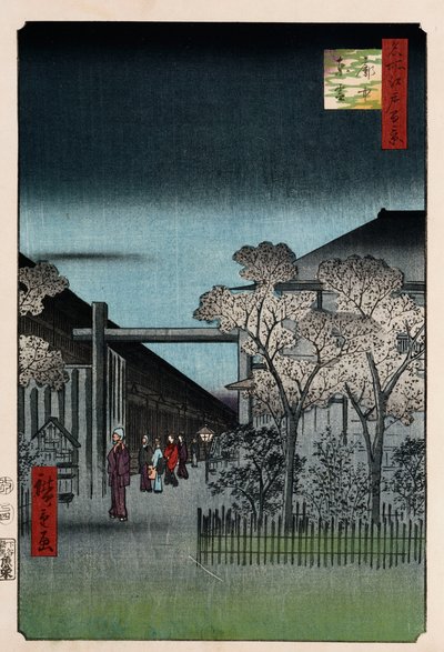 "Dawn in the Yoshiwara", fra serien "One Hundred Views of Famous Places in Edo" av Ando or Utagawa Hiroshige