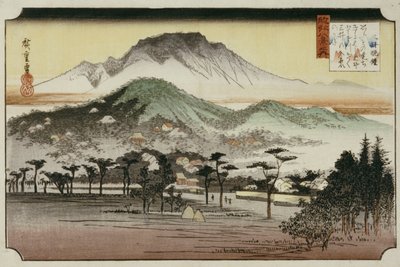 Evening Bell at Mii Temple, fra serien "Eight Views of Lake Biwa" av Ando or Utagawa Hiroshige