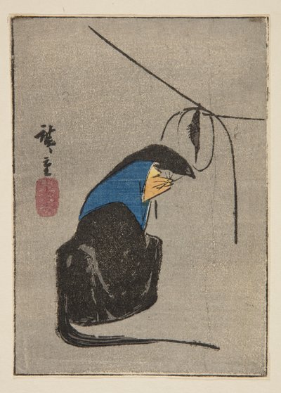 Rev i Tsurigitsune, kuttet fra et harimaze-ark med én tittel (farget treblokktrykk) av Ando or Utagawa Hiroshige