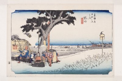 Fukuroi: Tea Stall (Fukuroi, dejaya no zu) (farget treblokktrykk) av Ando or Utagawa Hiroshige