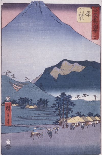 Hara: View Of Ashitakayama And Fuji (farget treblokktrykk) av Ando or Utagawa Hiroshige